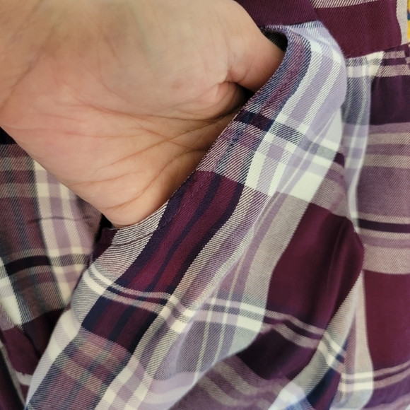 CATHERINES' Women Plus Sz 14/16 Brown/White Plaid  Button-Up Shirt Long Sleeve - Picture 9 of 12